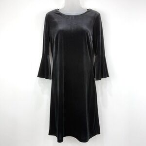 Tommy‎ Hilfiger Dress Women's 6 Black Velvet Glam Goth Witchy Event Bell Sleeve